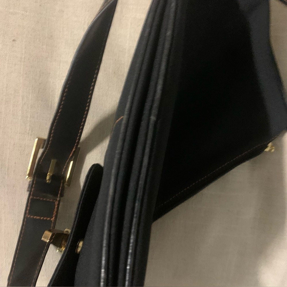 Maxx New York Handbag Medium Black Fabric/Leather Strap Trim Gold Hardware - Picture 16 of 16